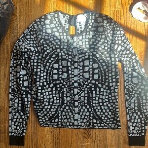 Parker never worn size Small— Black and Silver metallicPatterned Long Sleeve Top
